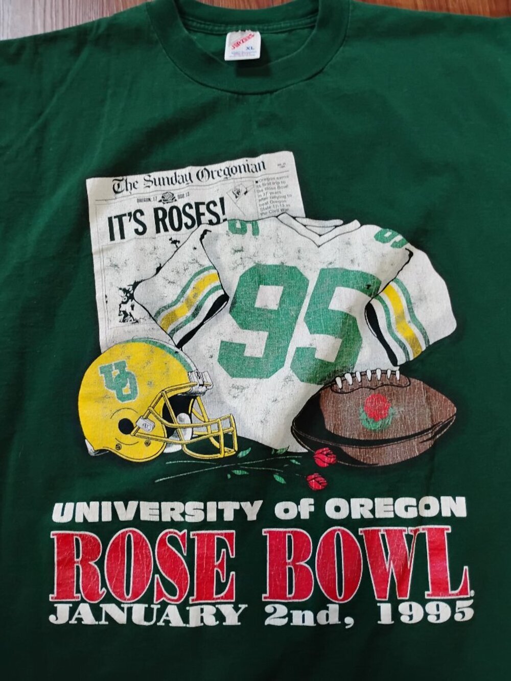 Vintage Oregon Ducks Rose Bowl 1995 T-Shirt Distressed